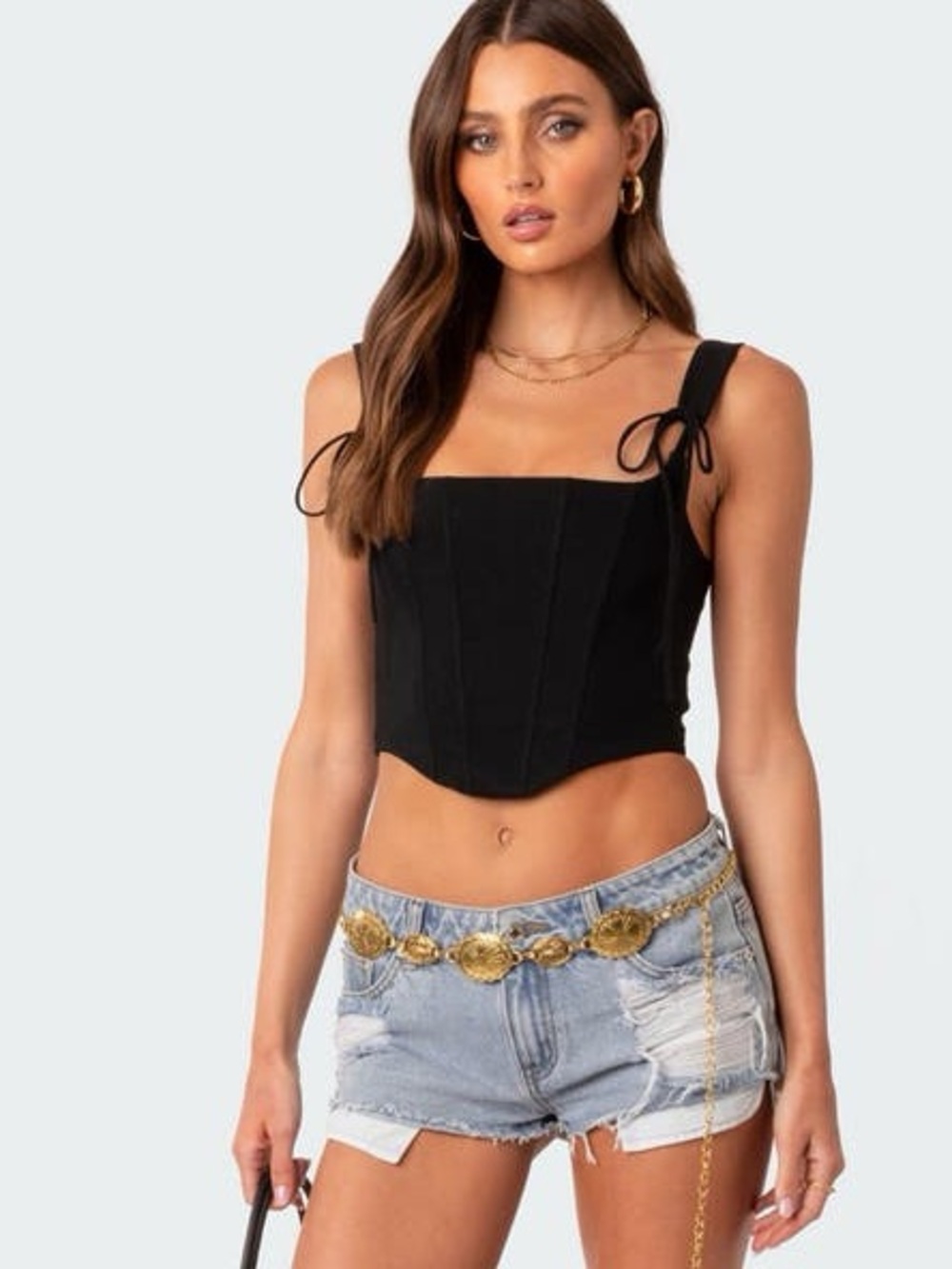 Edikted Genevive Tie Strap Corset Crop Top